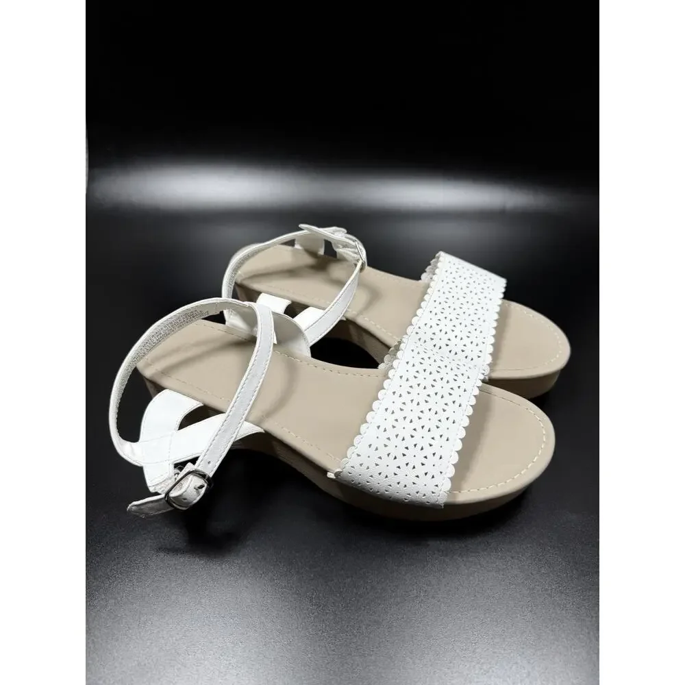The Children's Place Girls White Open Toe Clog Sandals Size 6